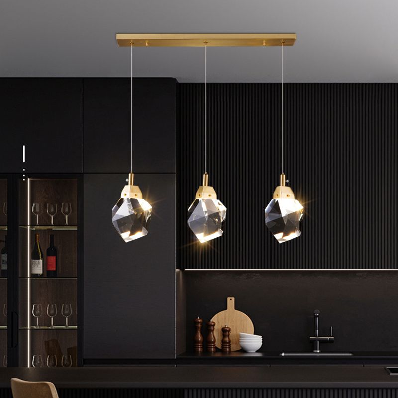 Postmodern Simplicity Geometric Hanging Ceiling Light Crystal Suspension Pendant Light for Restaurant