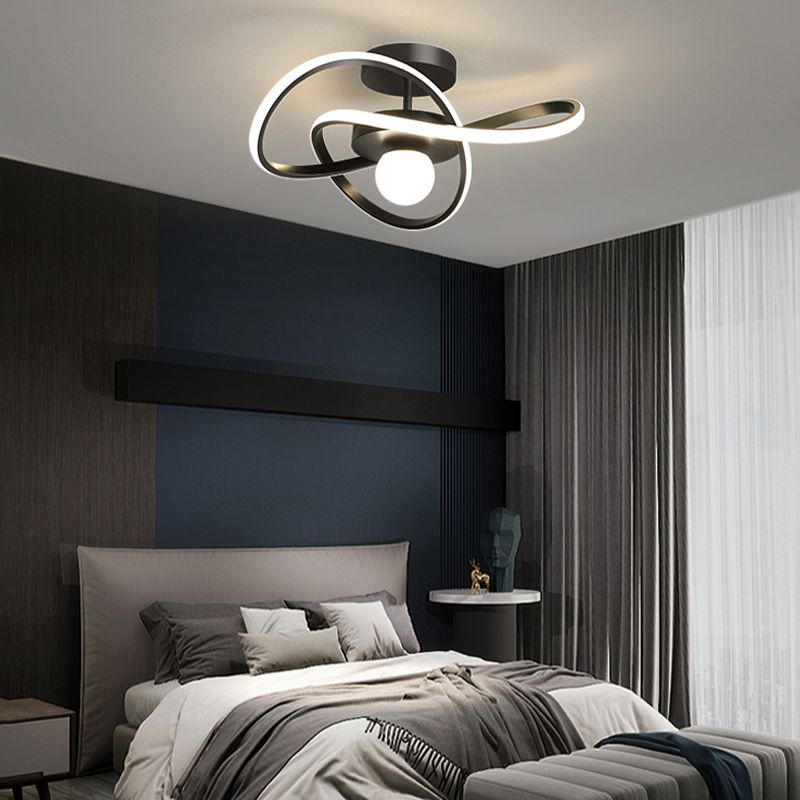 Minimalism Ceiling Light Twisted Flush Mount with Metal for Bedroom