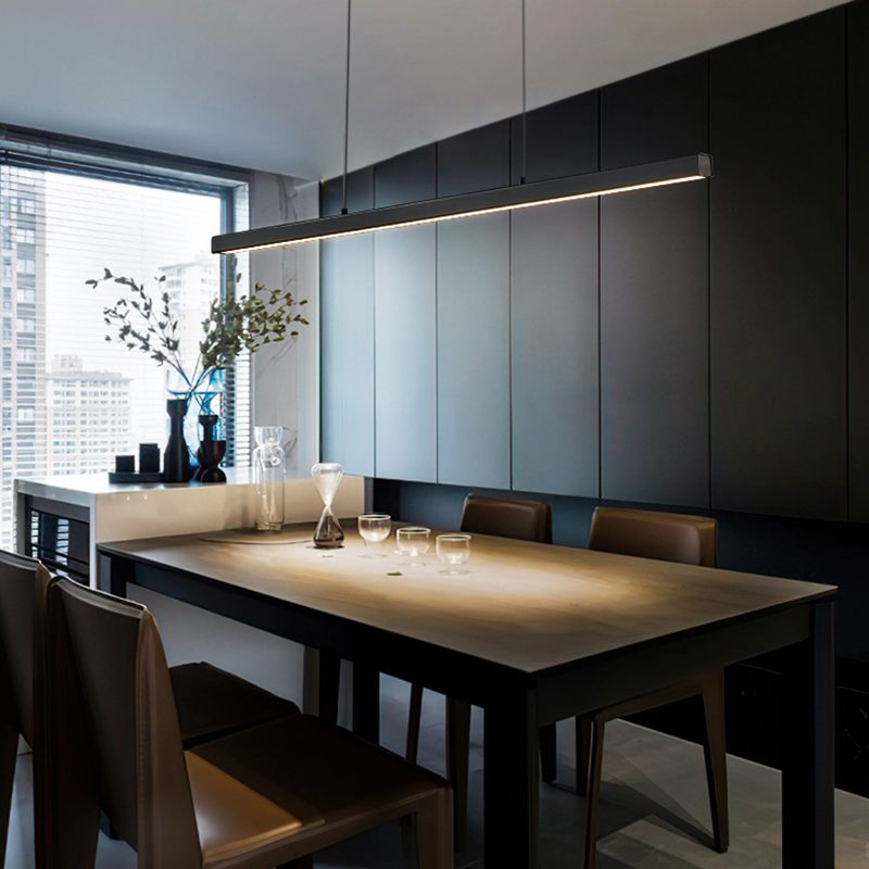 LED Long Linear Island Light Nordic Modern Dining Room Pendant Light Fixture
