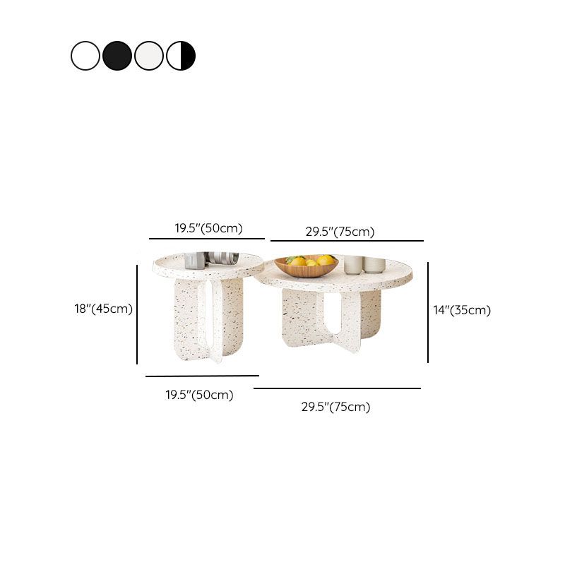 Modern Pedestal Round Coffee Table Set Tray Top Cocktail Table