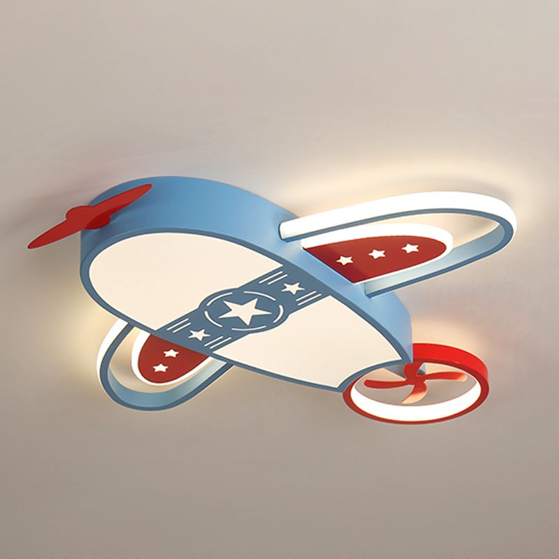 Plane Shape LED Ceiling Lamp Kids Style Iron 6 Lights Flush Mount for Bedroom