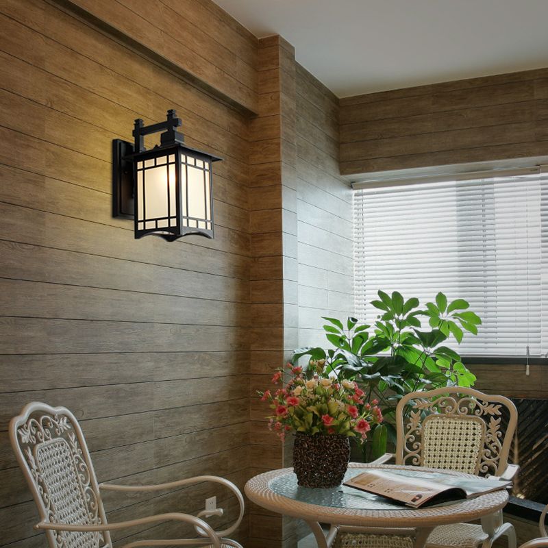 Squared Glass Wall Mount Lamp 1-Light Vintage Wall Lighting Fixture for Balcony