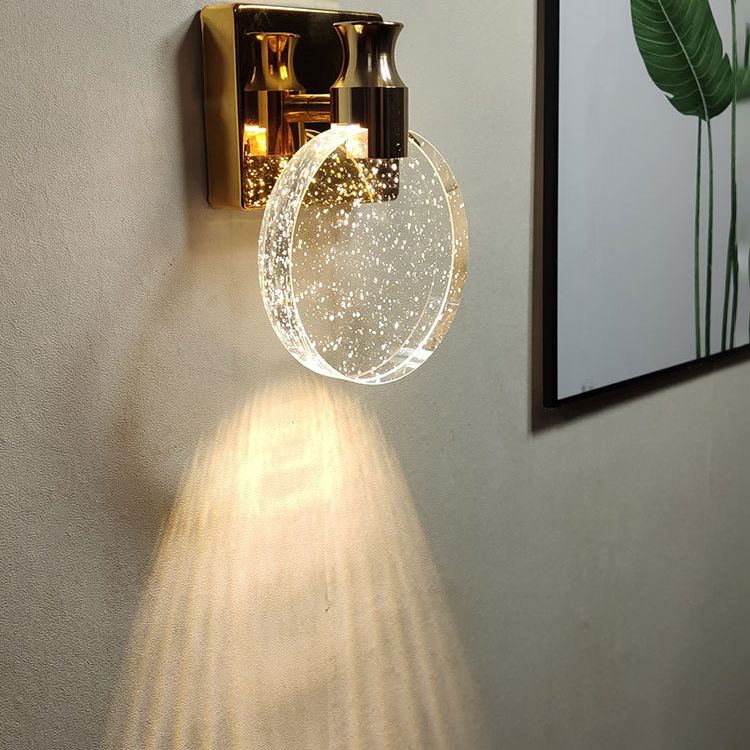 Nordic Style Crystal Vanity Light Round Shape Vanity Lamp for Shower Room