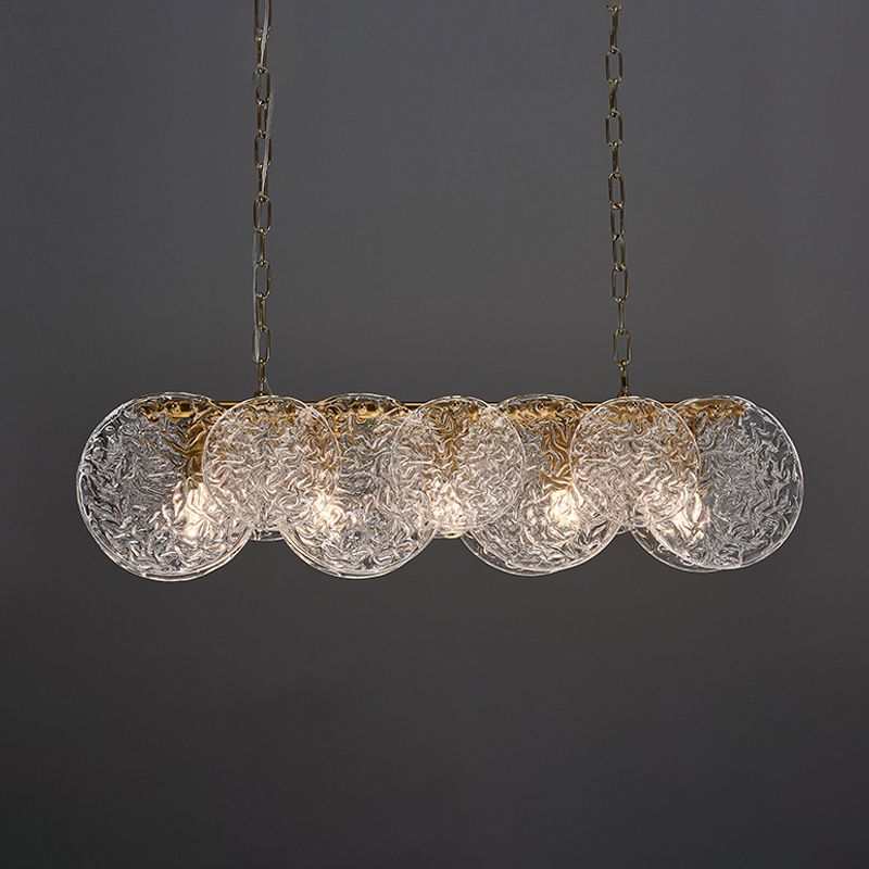 Lampada il lampadario in vetro lineare dell'illuminazione dell'isola moderna in bronzo per sala da pranzo