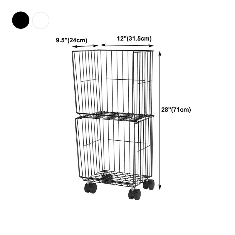 Modern Style Bookshelf Closed Back Metal Bookcase with Caster Wheels for Home Use