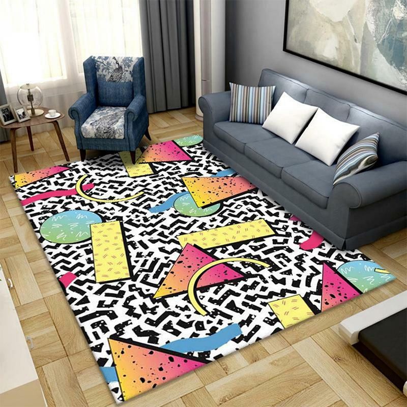 Donkergrijs modern tapijt polyester grafisch vloerkleed niet-slip achterste tapijt voor woonkamer