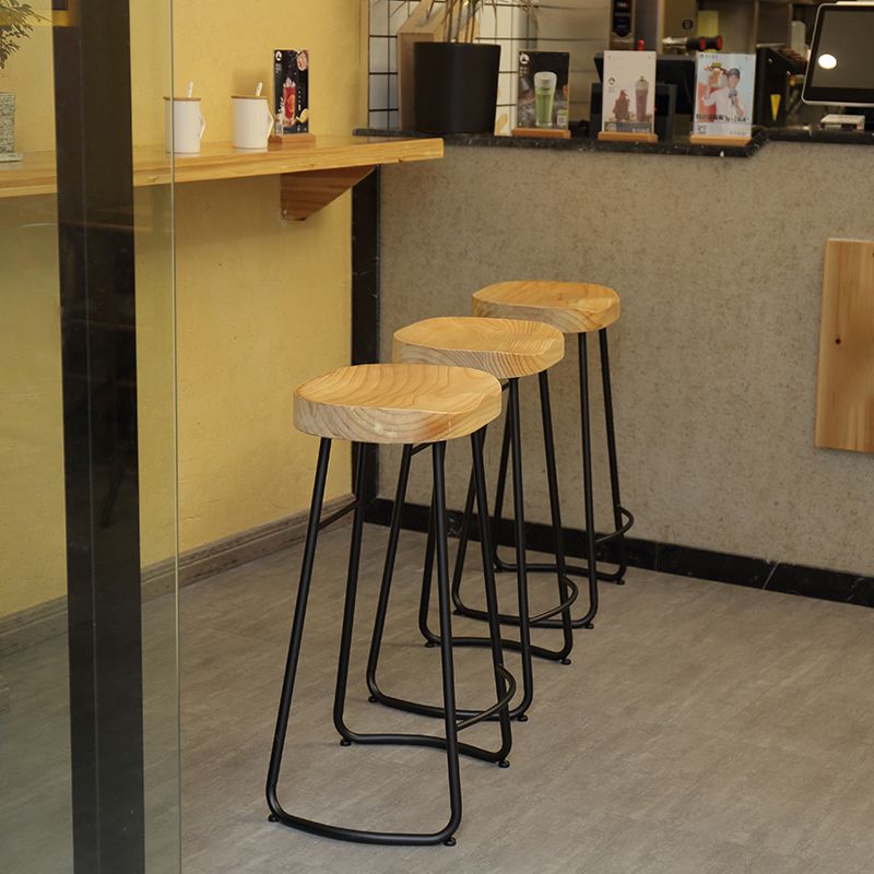 Modern Style Metal Bar Stool with Footrest Milk Tea Shop Bar Stool 30- Inches