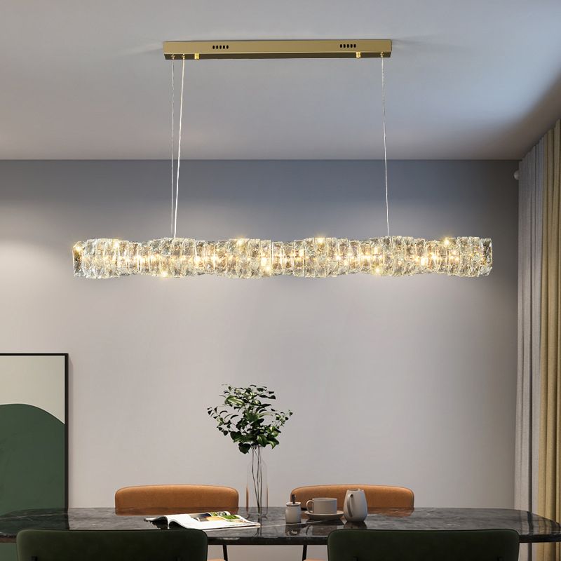 Single Modernism Chrome/Golden Ceiling Light LED Crystal Kitchen Island Lighting for Foyer