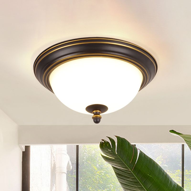 Vintage Inverted Bell Flush Plafoniera di Vetro Crema LED Flush Mount Apparecchio di Illuminazione