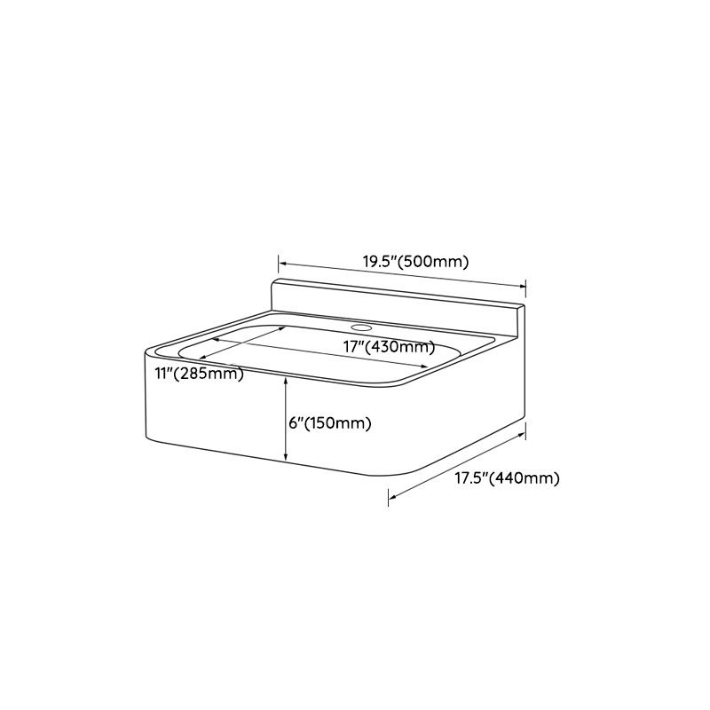 Contemporary Bathroom Sink with Pop-Up Drain Rectangular Metal Wall Mount Bathroom Sink