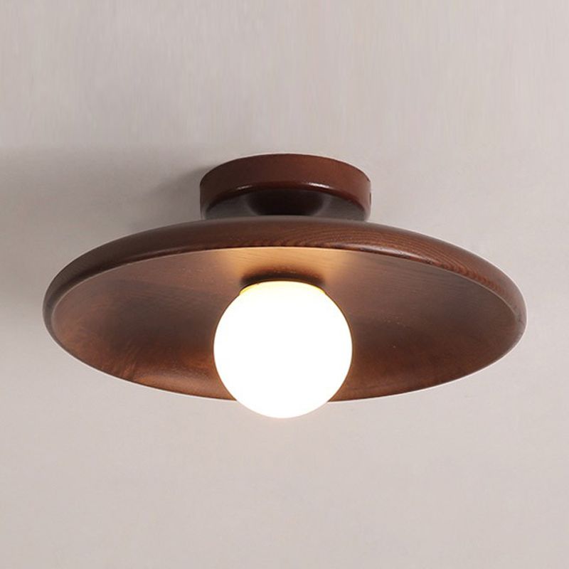 Modern Minimalist Flush Mount Wooden Globe Ceiling Light for Interior Spaces