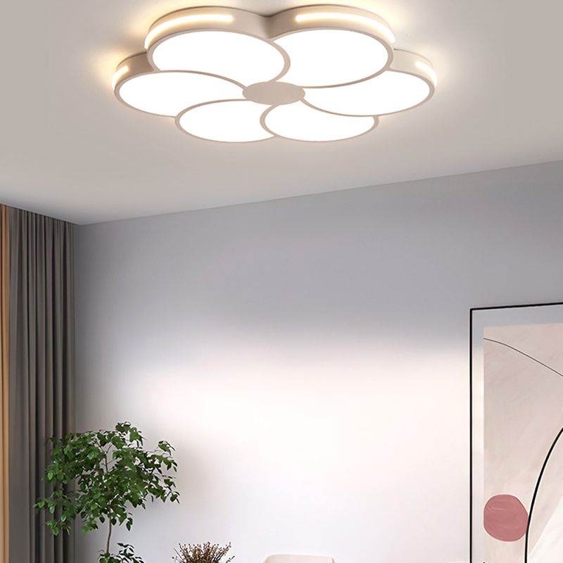 White Flower Ceiling Light Fixture Modernism Flush Mount for Bedroom