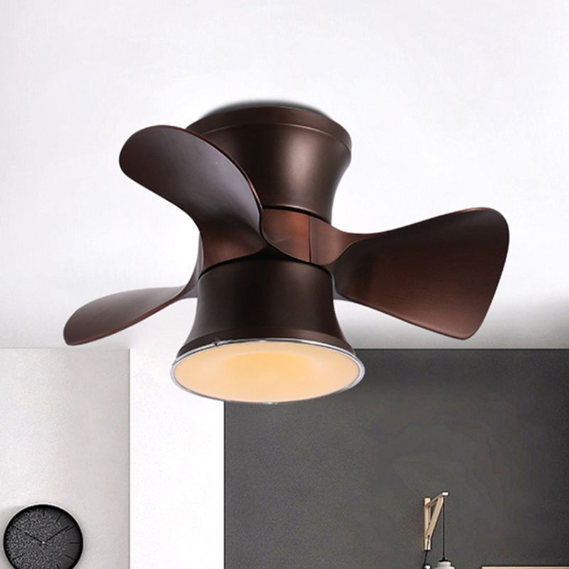 23,5 "W in metallo svasato a filo ventola a soffitto a LED bianco/caffè minimalista con 3 lame