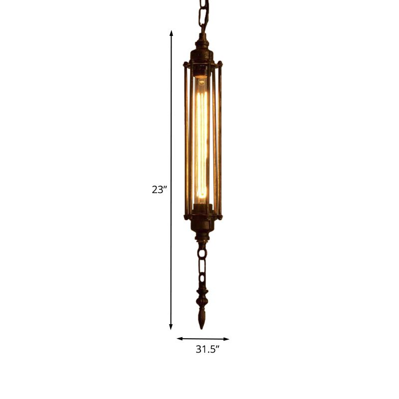 1 Kopfhänger Beleuchtung mit Drahtwache Schmiedeeisen Bauernhaus Style Restaurant Mini Hanging Fixture in Rost