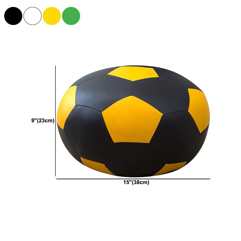 Upholstered Pouf Color Panel Tear Resistant Round Faux Leather Fabric Modern Pouf