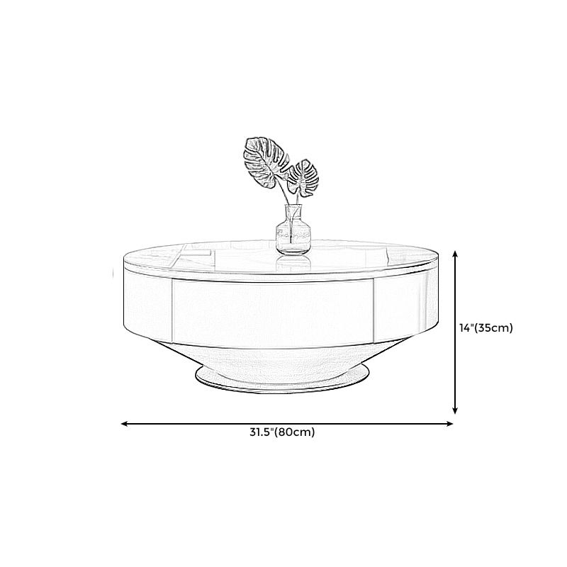 Modern Light Luxury Coffee Table Round Slate Coffee Table with Storage Drawer