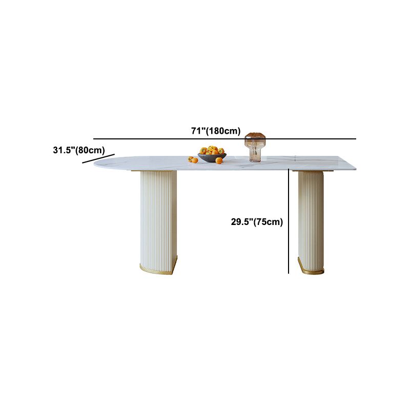 Sintered Stone Dining Table Traditional Luxury White Table for Kitchen
