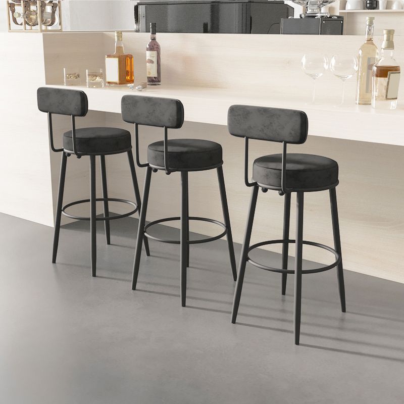 Fabric Upholstered Armless Bar Stools Scandinavian Round Seat Barstool