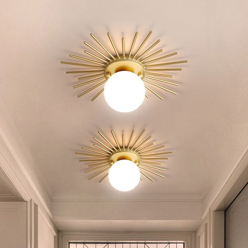 Zeitgenössische Runde Deckenmontage Glas Aisle Ceiling Mount Light Fassung in Weiß
