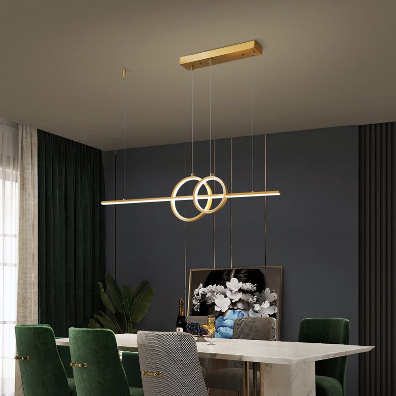 Metal Linear Island Lighting Modern Multiple-Light Island Pendant Lights