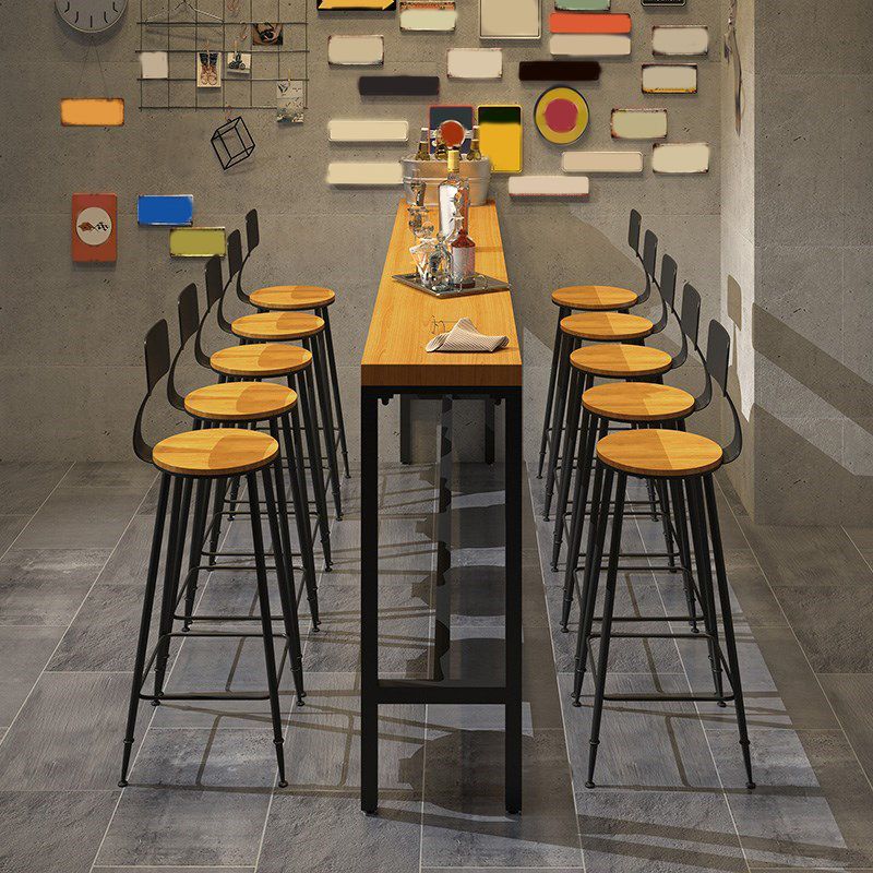 Industrial 1/6/11 Pieces Bar Table Set Rectangle Pine Wood Counter Table for Dining Room