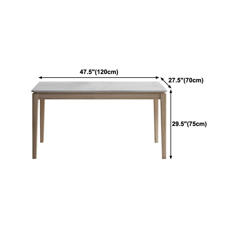 Witte bovenste eettafel Moderne vaste houten eettafel met 4 houten benen