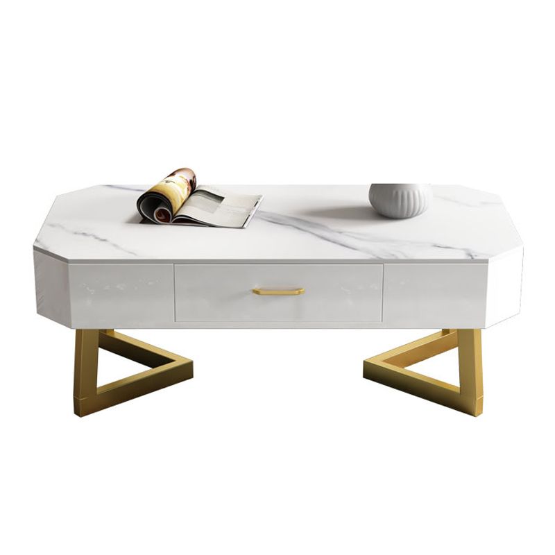 Cross Legs Coffee Table Stone Top Rectangular Cocktail Table