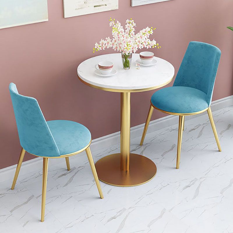 Glam Velvet Armless Dining Chairs Metal Dining Chair for Home Use