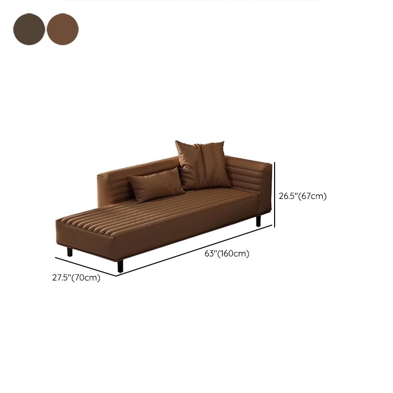 Nordic Living Room Cotton Chaise Square Arms Upholstered Chaise Lounge with Wooden Base