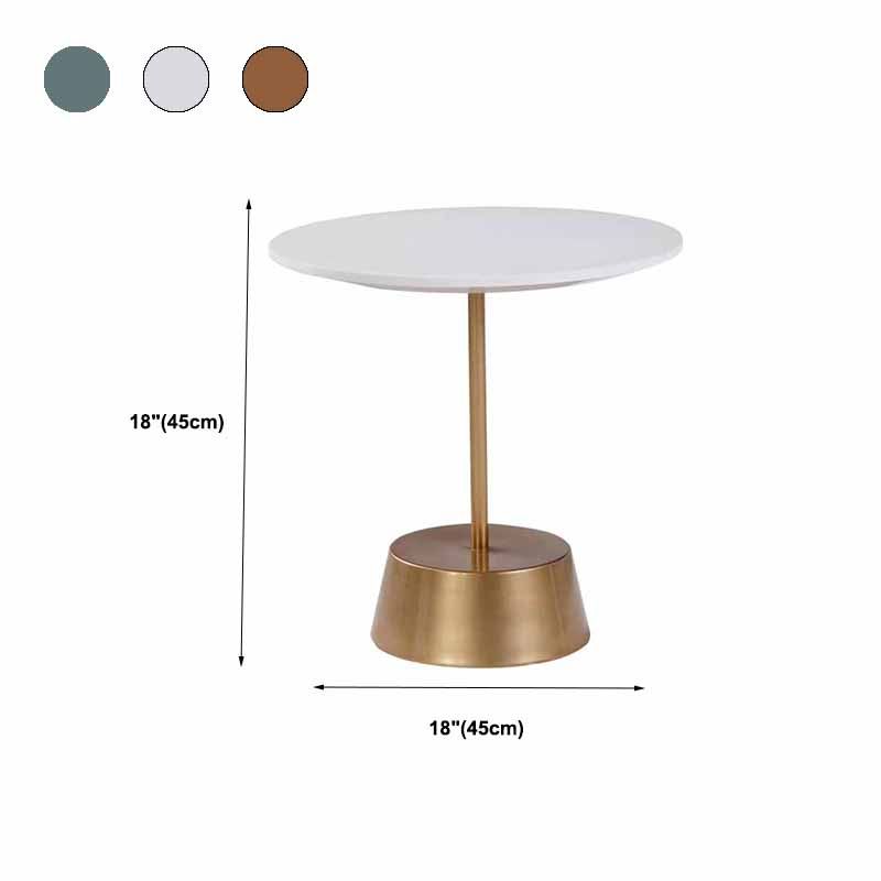 Scandinavian Round Wood Top Side Table Metal Pedestal End Table