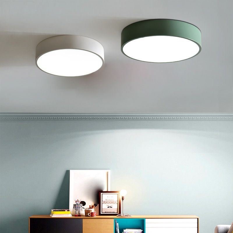 Lámpara de techo empotrada redonda Macaron con protector acrílico para sala de estar