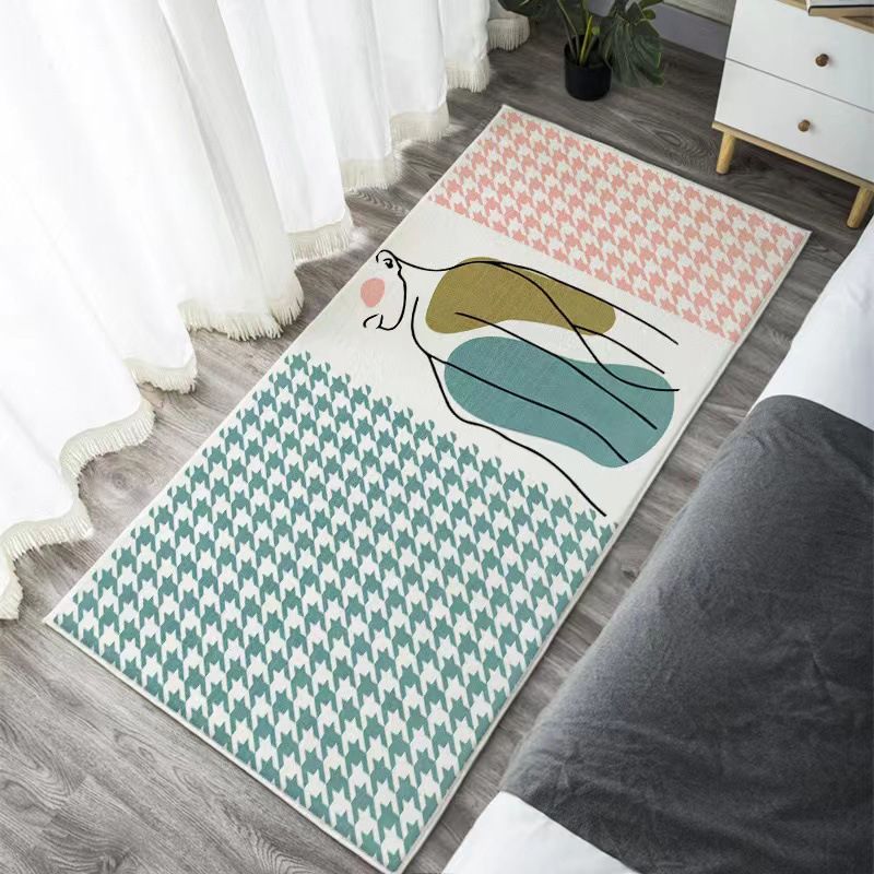 Beige Kids Rug Polyester Color Piece Rug Stain Resistant Rug for Bedroom