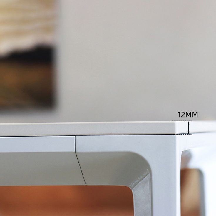 Metal Contemporary Rectangle Dining Table White Sintered Stone Table for Dining Room