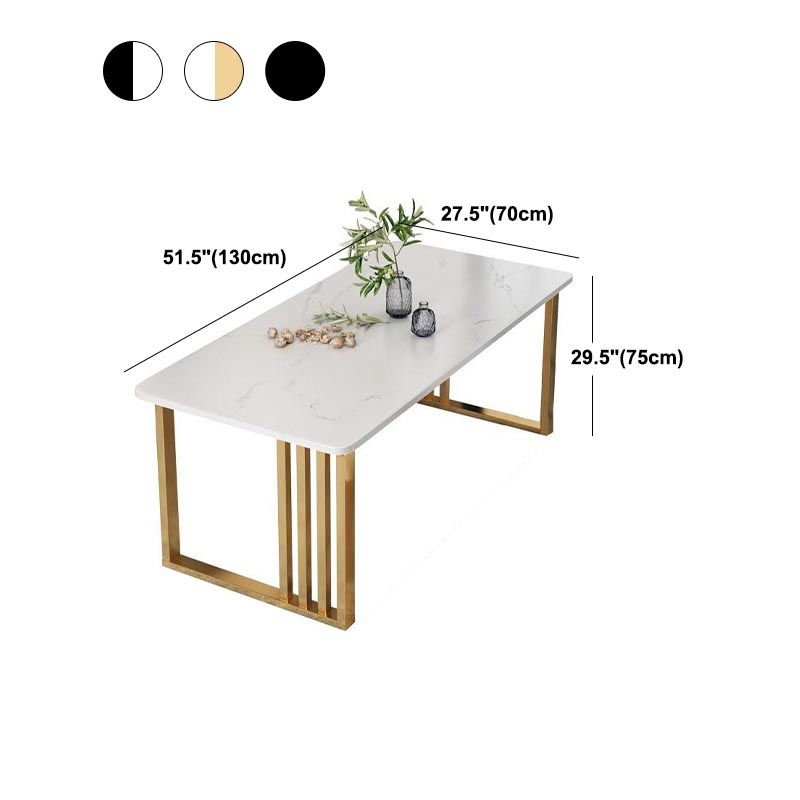 Rectangle Dining Table Stone Dining Table with Double Pedestal