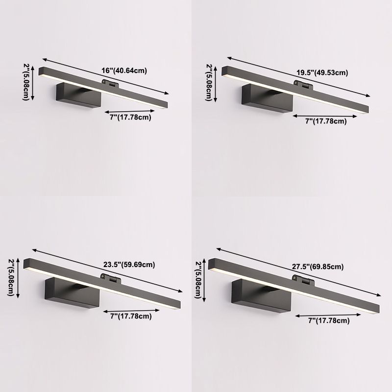 Minimalist Straight Mirror Lighting Metal LED Bathroom Sconce Light Fixture