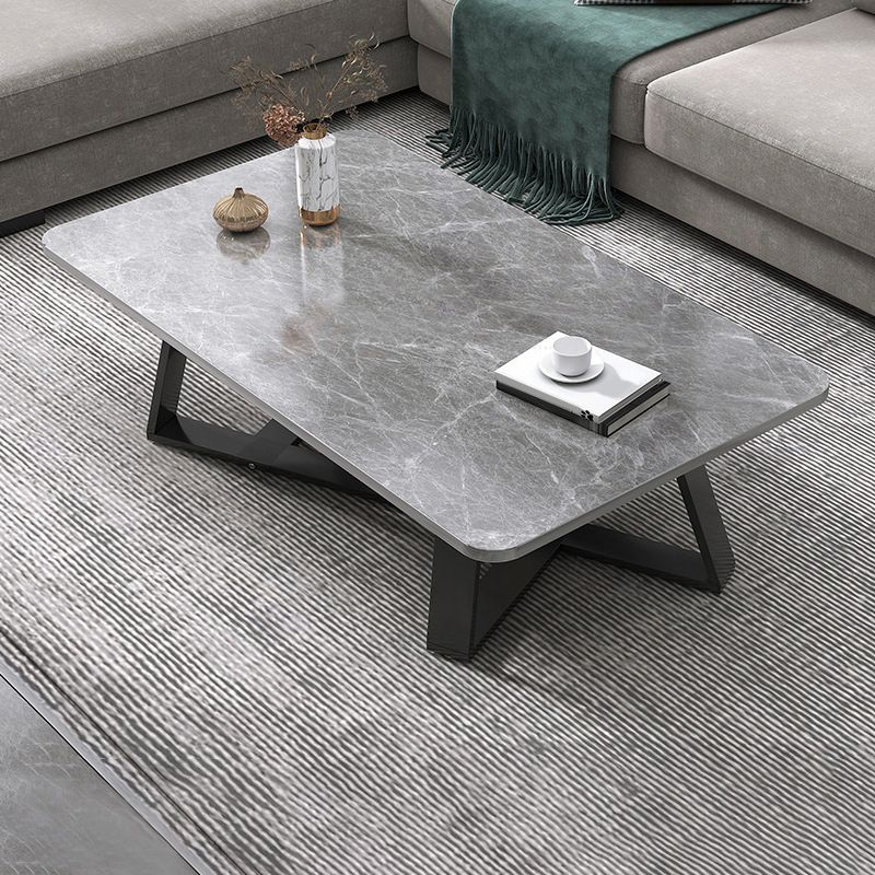 Cross Table Base Design Rectangular Faux Wood Table Ornate Style Coffee Table