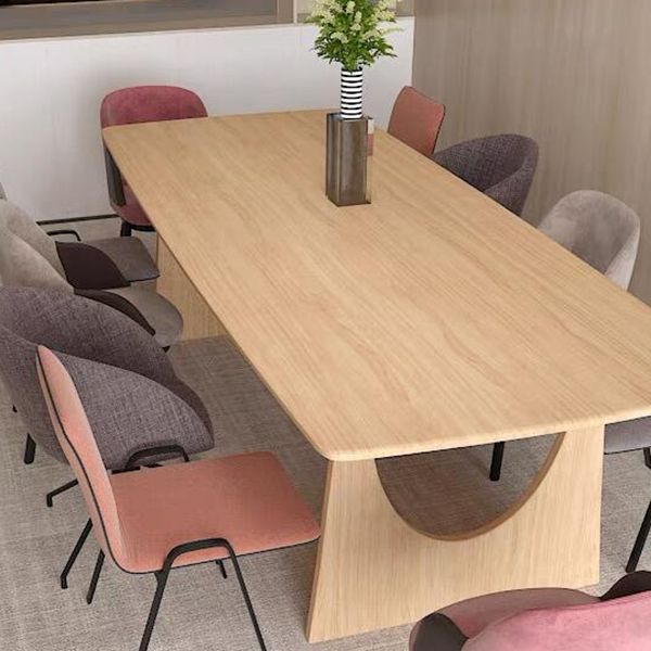 Rectangle Double Pedestal Modern Dining Table Solid Wood Fixed Table