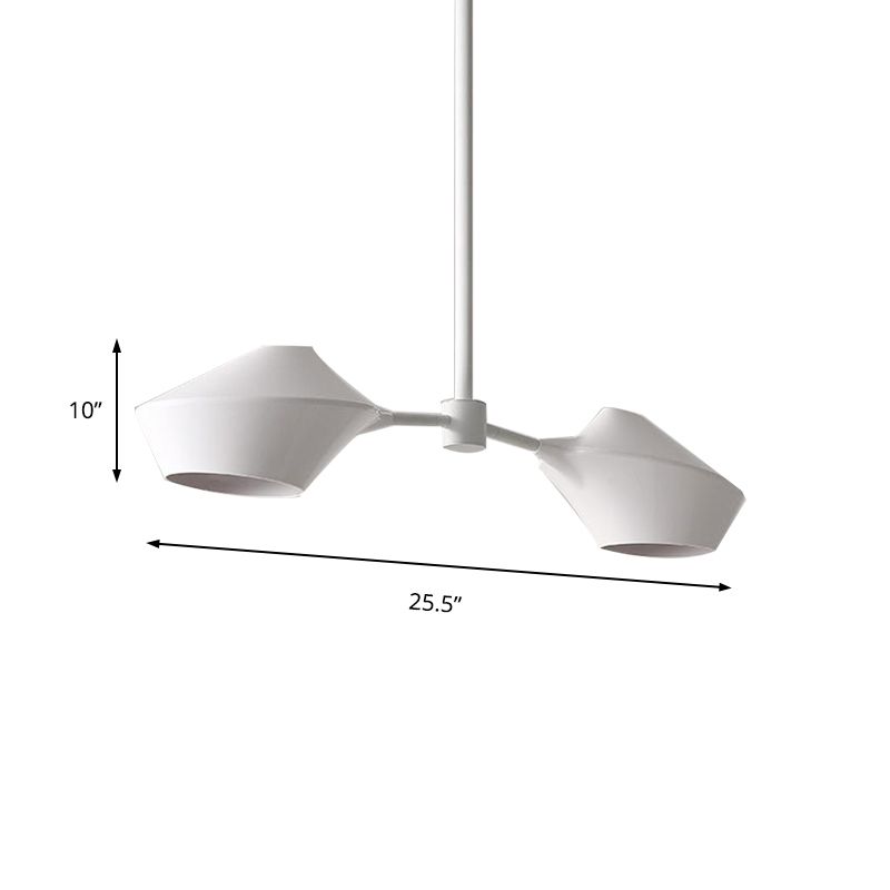 Iron Shade Chandelier Light Modern Metal 2/3/4 Lights White/Black and White/Black and Gold Dining Room Hanging Light