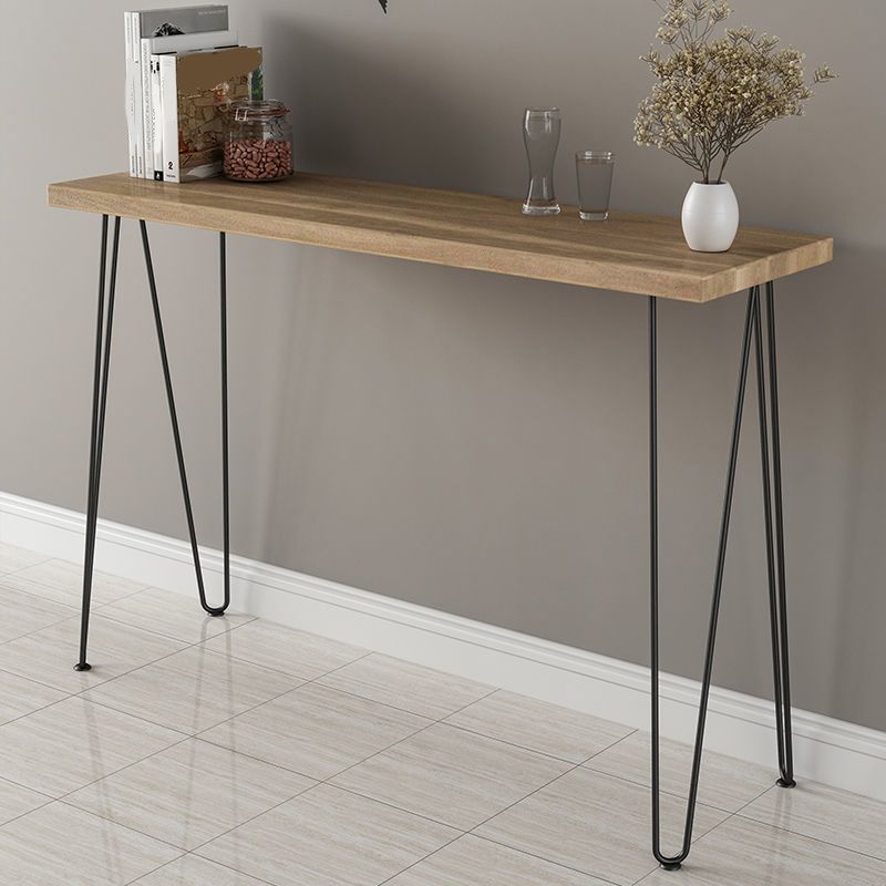 Rectangle Solid Wood Console Table Ironcraft Frame Accent Table for Hall
