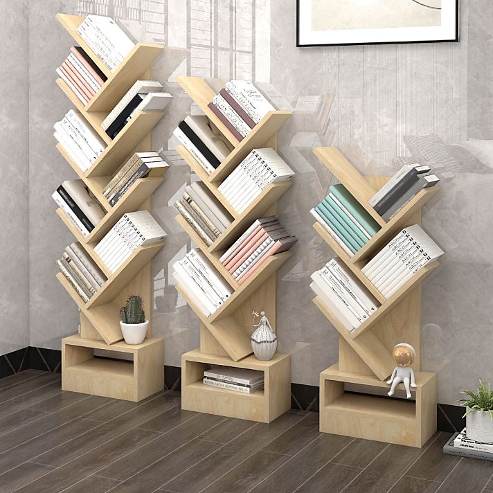 Contemporary Style Geometric Bookcase Vertical Closed Back Book Shelf