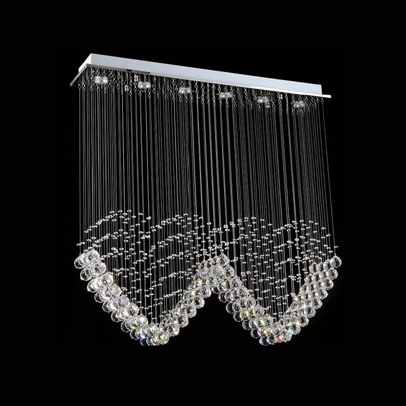 5 Lights Ceiling Mount Chandelier Modern Romantic Double Love Heart Draping Crystal Flush Mount in Satin Nickel