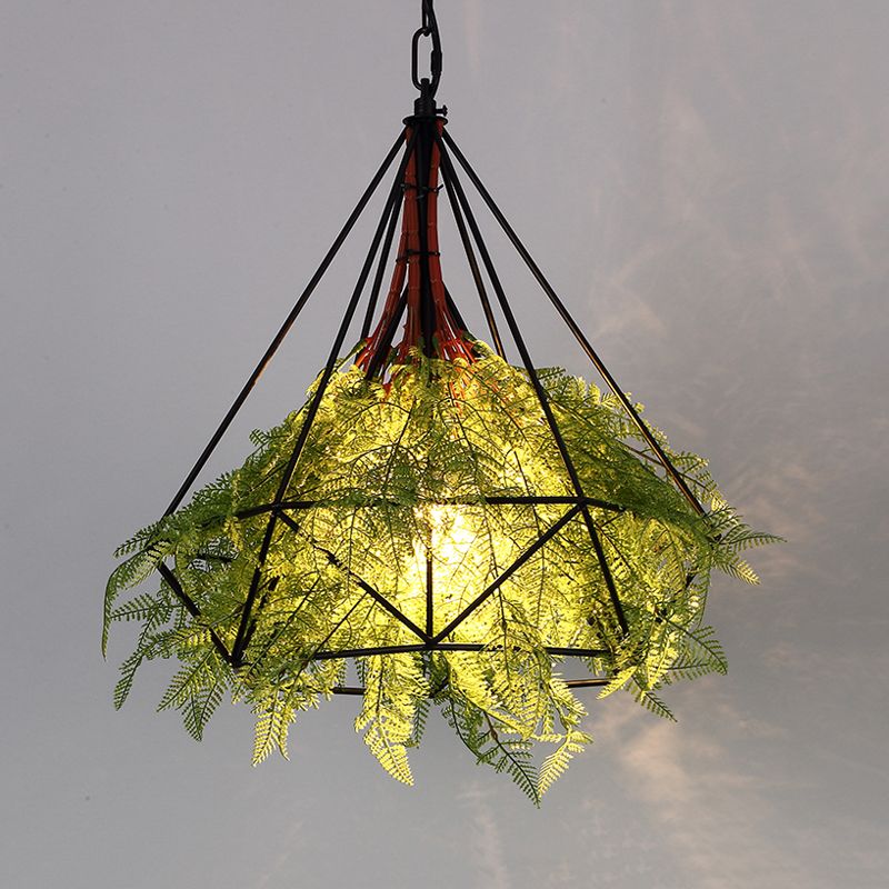 Lampada a goccia di gocce di metallo nero diamante 1 testa industriale a ciondolo di illuminazione per il ristorante, 15 "/18" /23,5 "di larghezza