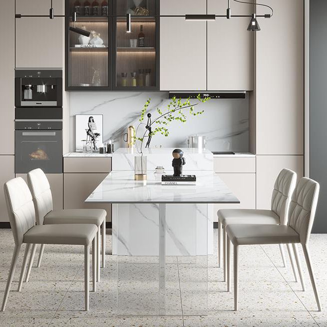 Modern Style Dining Table Sintered Stone Rectangle Table with Acrylic Base