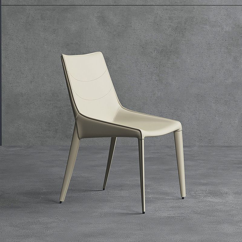 Modern Style Chair Leather Indoor Dining Side Chair with Metal Base