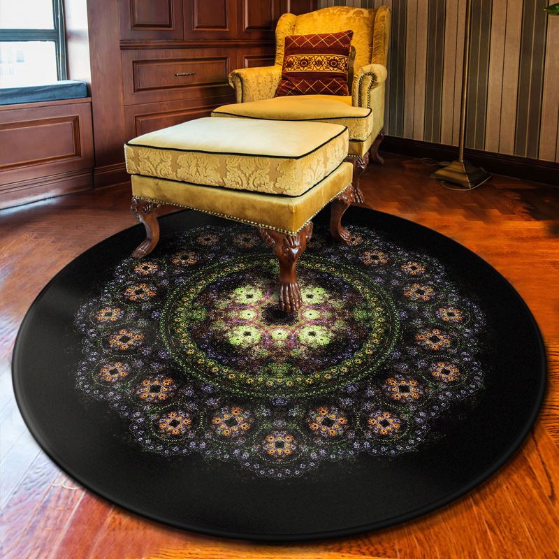 Multi Colored Flower Rug Polypropylene Moroccan Carpet Anti-Slip Backing Washable Stain Resistant Rug for Bedroom