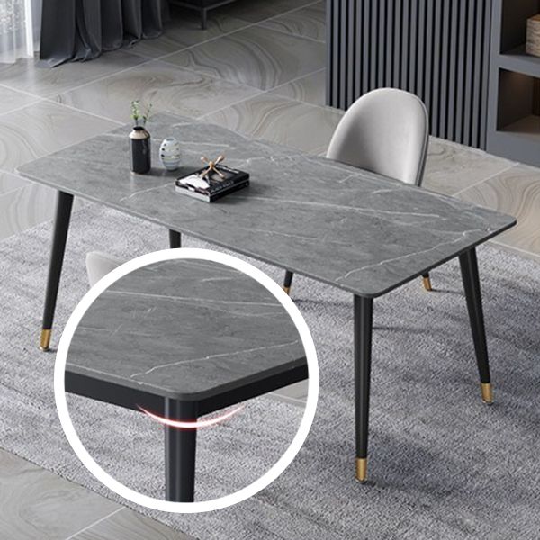Mesa de comedor de piedra rectangular glamorosa mesa de acabado mate con 4 patas