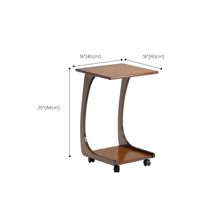Modern Brown Side Table Rectangular C Table with Shelf for Living Room