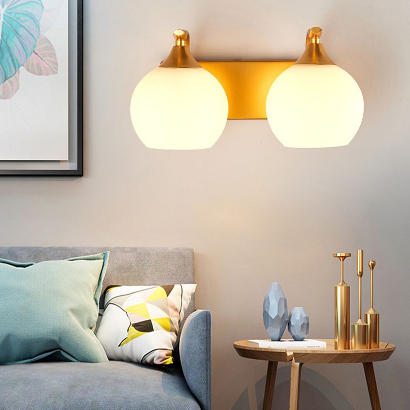 American Style Vanity Light Ball Shape Vanity Lamp with Glass Shade for Living Room