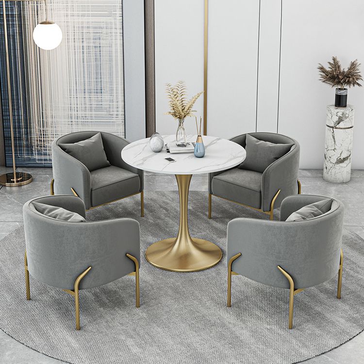 Mesa de comedor redonda contemporánea Mesa de comedor de piedra sinterizada con base de tulipán
