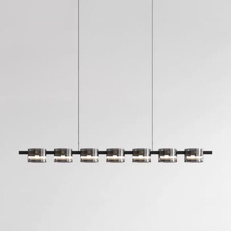 1 Light Chandelier Lighting Fixtures Modern Glass Hanging Lamp Kit in Black